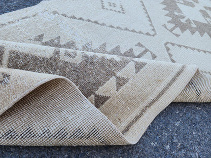 Neutral Runner Rug 2.7x12.7 ft, Oriental Living Room Decor, Hallway Boho Decor, Gift For Mom