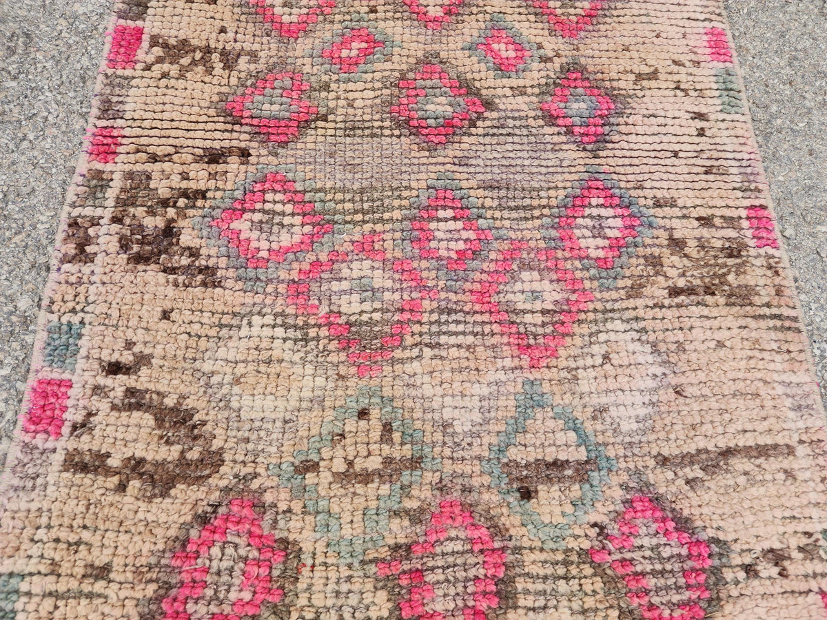 2x13 Geometric Herki Runner Rug, Oriental Hand Made, Stair Wool Soft Runner