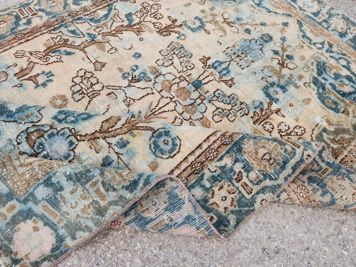 Hand Knotted Wool Turkish Rug 4x6: Oushak Rustic Decor