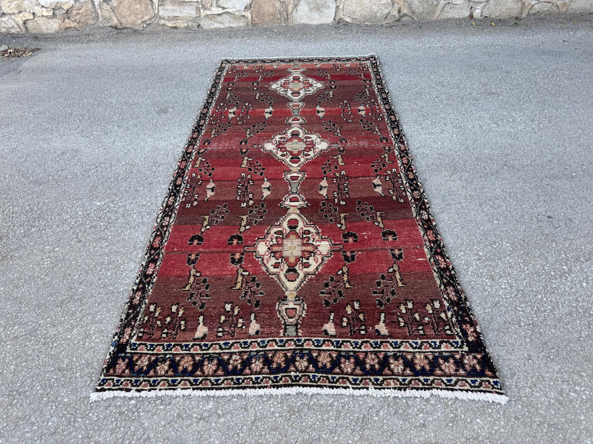 4x9 Vintage Home Rug: Hand Knotted, Persian Wool Runner Rug