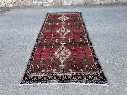 4x9 Vintage Home Rug: Hand Knotted, Persian Wool Runner Rug