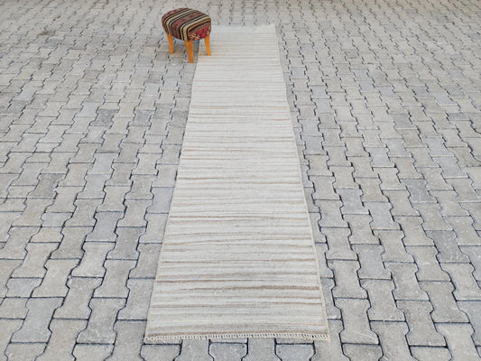 2.5x11.2 ft Turkish Kilim Wool Runner – Traditional, Hallway