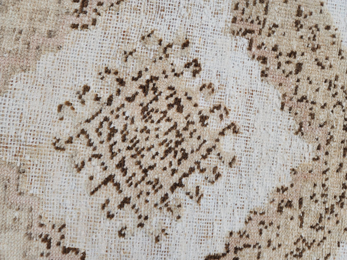 Neutral Runner Rug 3x13, Hand Knotted Rustic Boho Decor, White and Brown