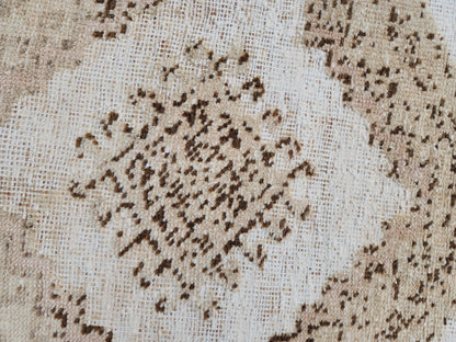 Neutral Runner Rug 3x13, Hand Knotted Rustic Boho Decor, White and Brown