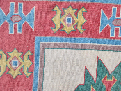 Hand Made Rug 4x6, Turkish Hand Knotted Rustic Carpet, Small Rustic Decor