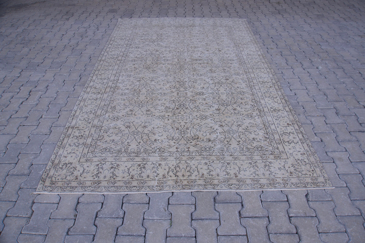 6x10 Neutral Wool Area Rug, Hand Knotted, Beige and Brown, Farmhouse Decor