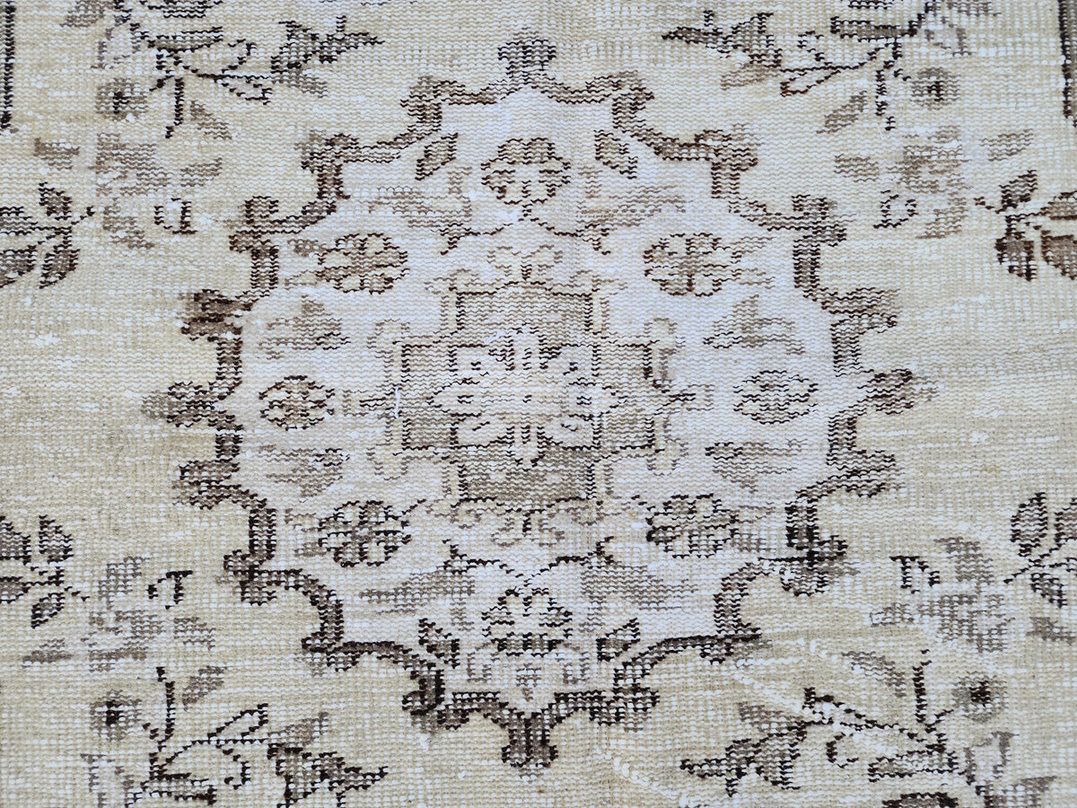5x9 Neutral Area Wool Rug: Rustic Decor, Turkish Oushak, Beige and Brown