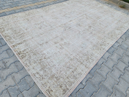 6x10 Neutral Boho Rug, Turkish Beige Hand Knotted, Dining Room Decor