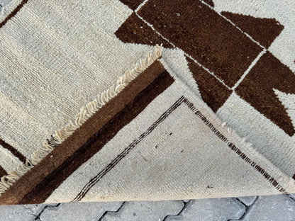 3x9 Vintage Turkish Herki Runner Rug: Handwoven Wool Hallway Rug