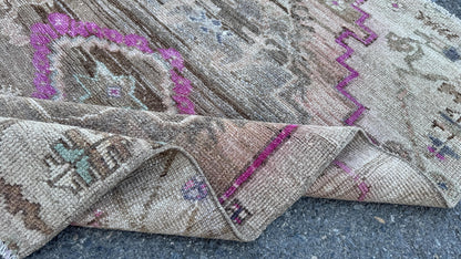 3x4 Boho Kars Rug, Hand Knotted Up Cycled Wool, Farmhouse Decor