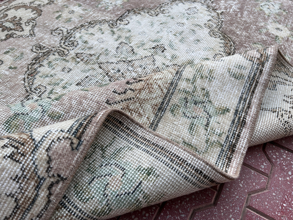 Handwoven Turkish Oushak Rug 4x7: Wool & Cotton Bohemian Rug