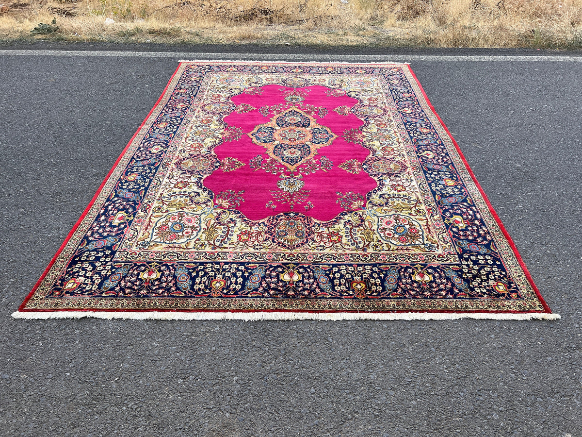 8×11 Vintage Wool Rug, Hand Knotted, Natural Oriental Traditional Kayseri Carpet