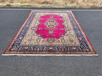 8×11 Vintage Wool Rug, Hand Knotted, Natural Oriental Traditional Kayseri Carpet