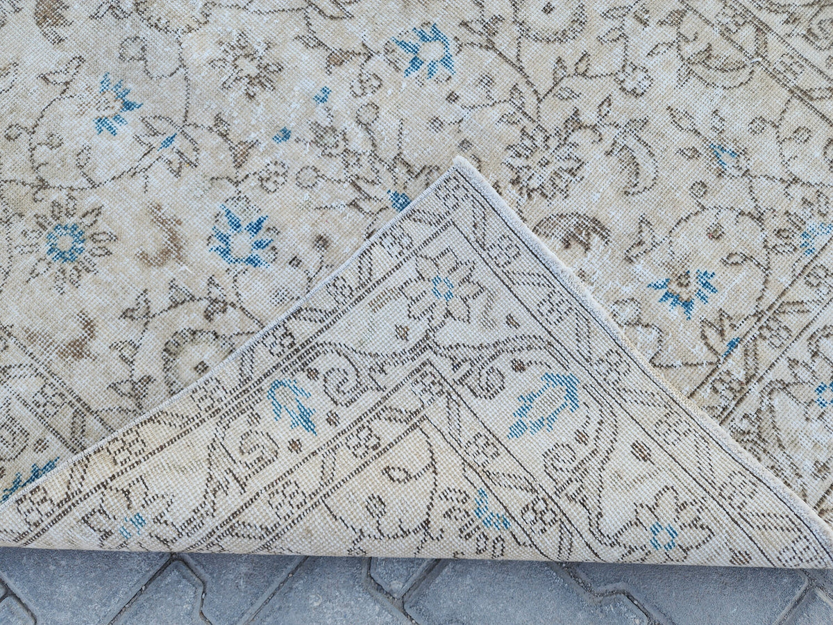 Handwoven Turkish Oushak Rug 4x7: Wool & Cotton Blend