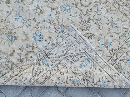 Handwoven Turkish Oushak Rug 4x7: Wool & Cotton Blend