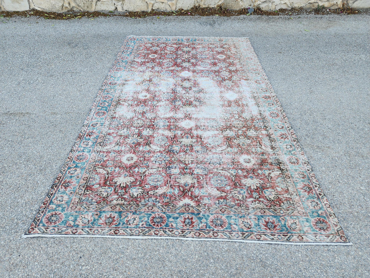 Handwoven Turkish Oushak Rug 5x8: Wool & Cotton Antique Style