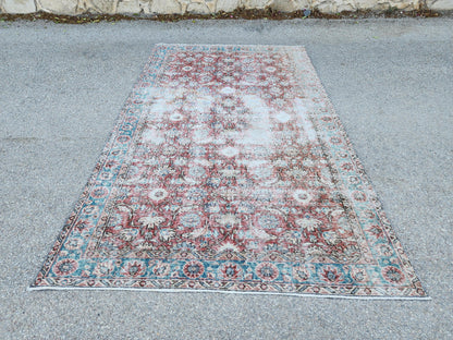 Handwoven Turkish Oushak Rug 5x8: Wool & Cotton Antique Style