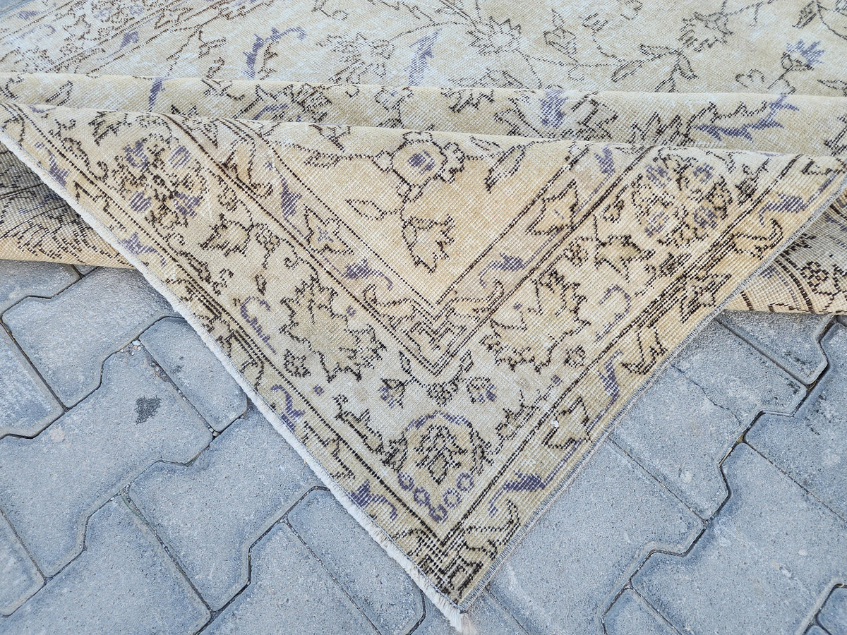 Handwoven Turkish Oushak Rug: 5x8 Beige Wool & Cotton Rug