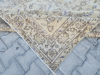 Handwoven Turkish Oushak Rug: 5x8 Beige Wool & Cotton Rug