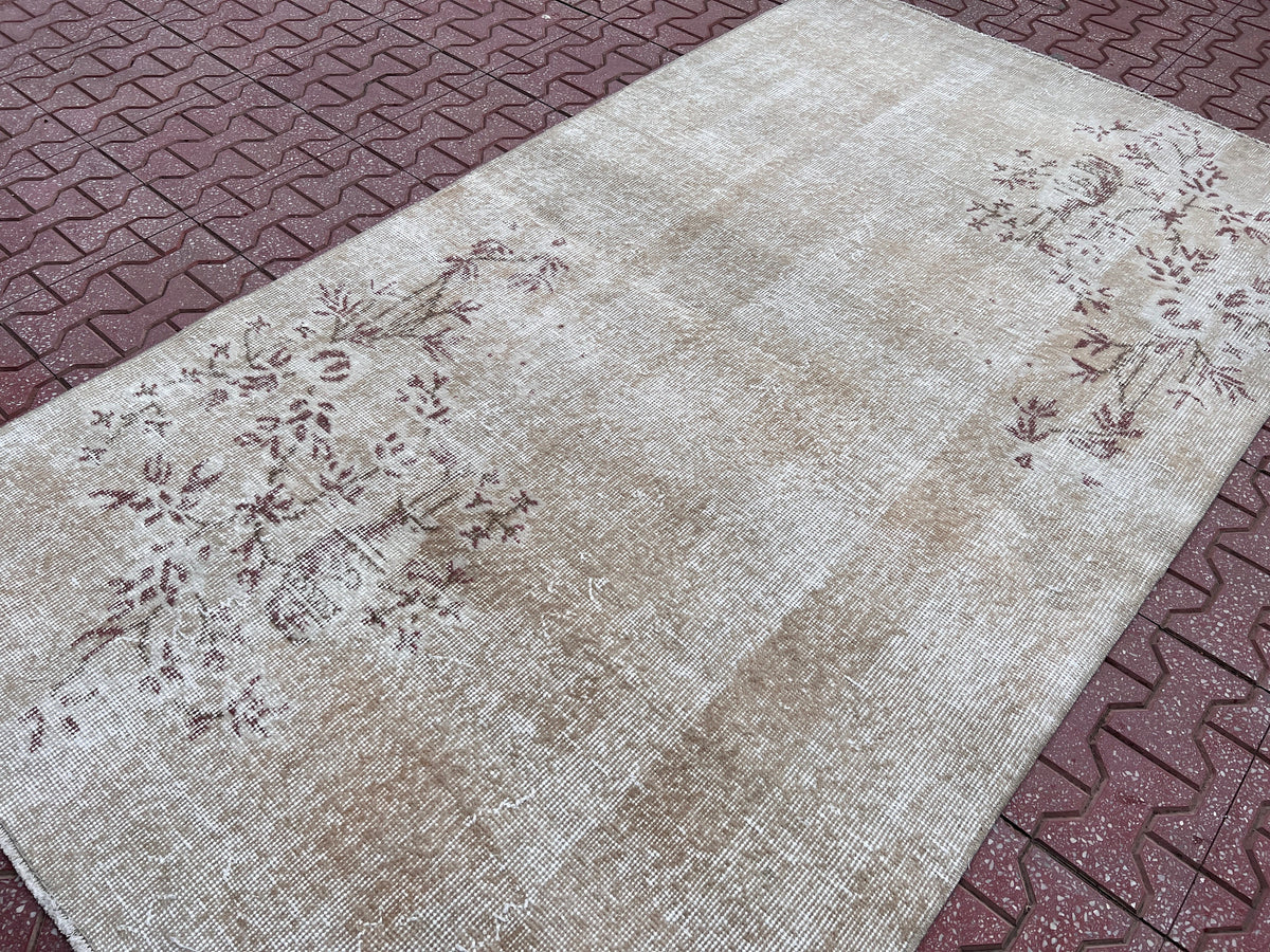 Handwoven Turkish Oushak Rug 3x6: Wool & Cotton Blend