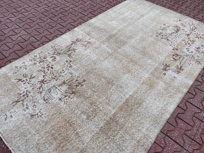 Handwoven Turkish Oushak Rug 3x6: Wool & Cotton Blend