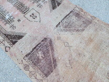 3x10 Neutral Runner Rug, Hand Made Rustic Decor, Bohemian Geometric Design