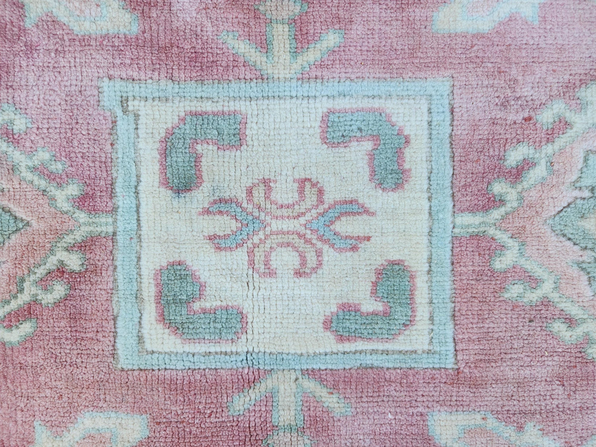 Neutral Wool Rug 6x8, Living Room Soft Design, Turkish Hand Made Vintage Carpet