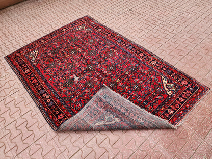 Vintage Oushak Rug 4x6: Handwoven Wool Turkish Rug