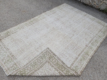 Handmade Wool Oushak Rug 7x10: Turkish Neutral Area Rug