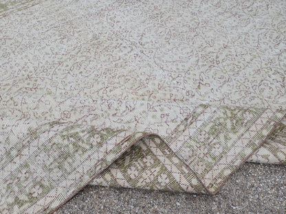 Handmade Wool Oushak Rug 7x10: Turkish Neutral Area Rug