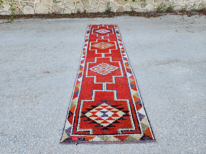 2x10 Herki Runner Rug, Hand Made Up Cycled Wool, Hallway Decor, Home Decor