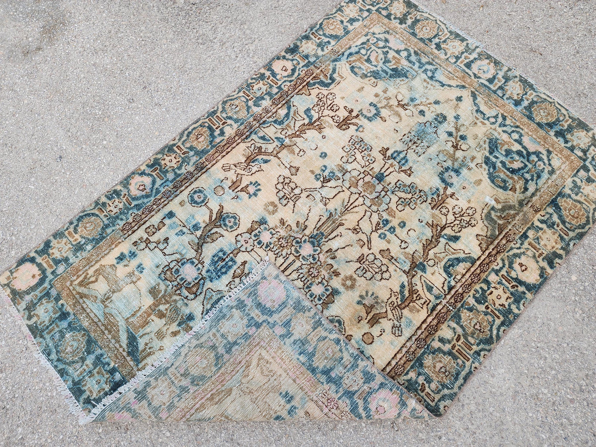 Hand Knotted Wool Turkish Rug 4x6: Oushak Rustic Decor