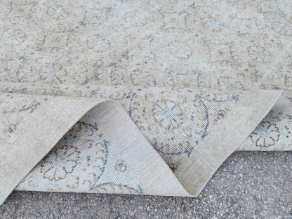 Hand Knotted Wool Rug 6x9: Turkish Isparta Beige Color