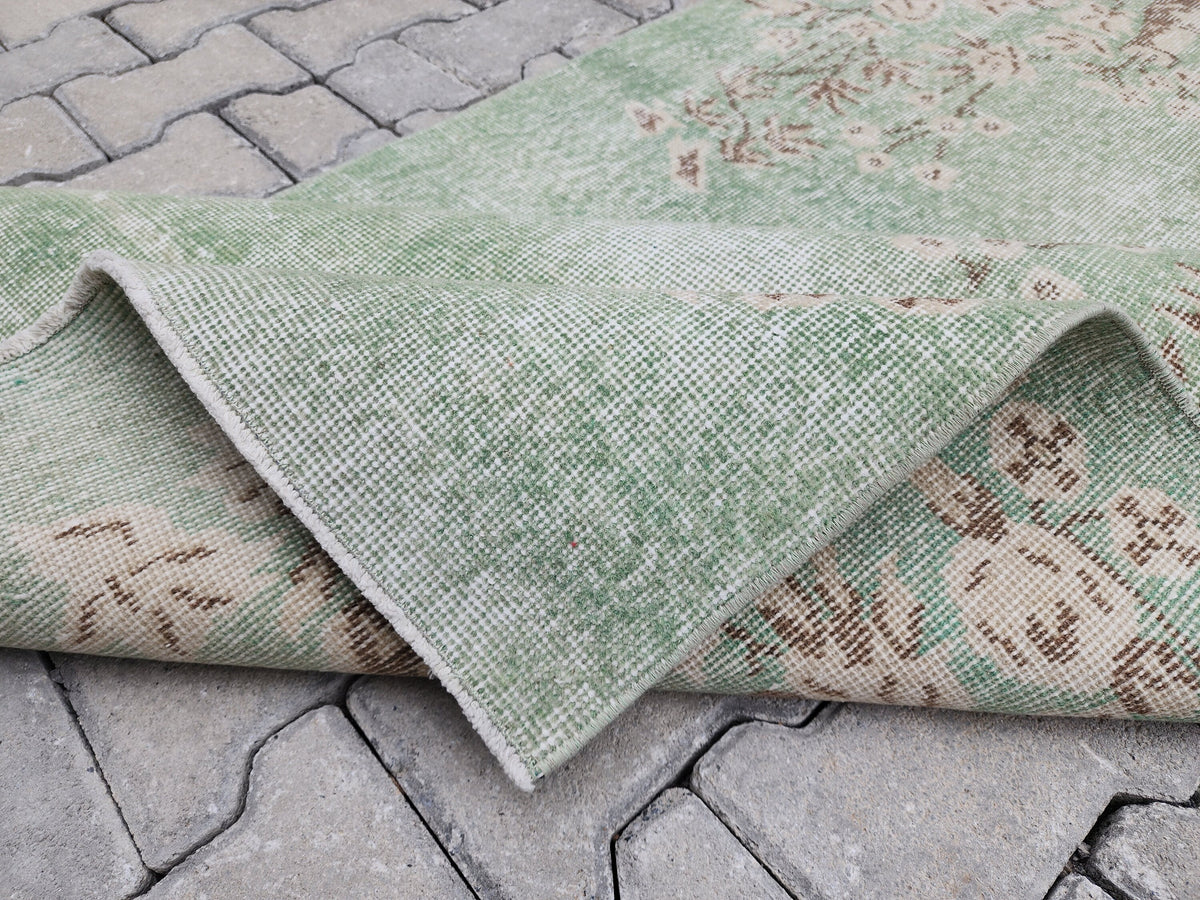 Vintage Turkish Oushak Rug 3x6: Handwoven Wool & Cotton Area Rug
