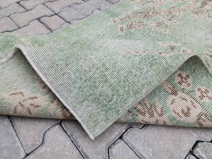 Vintage Turkish Oushak Rug 3x6: Handwoven Wool & Cotton Area Rug