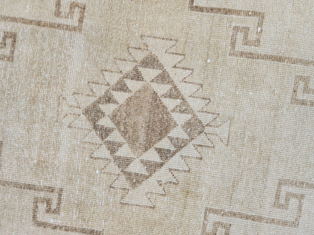 Turkish Neutral Vintage Runner Rug 2.7x12 ft, Carpet For Kitchen Rustic Boho