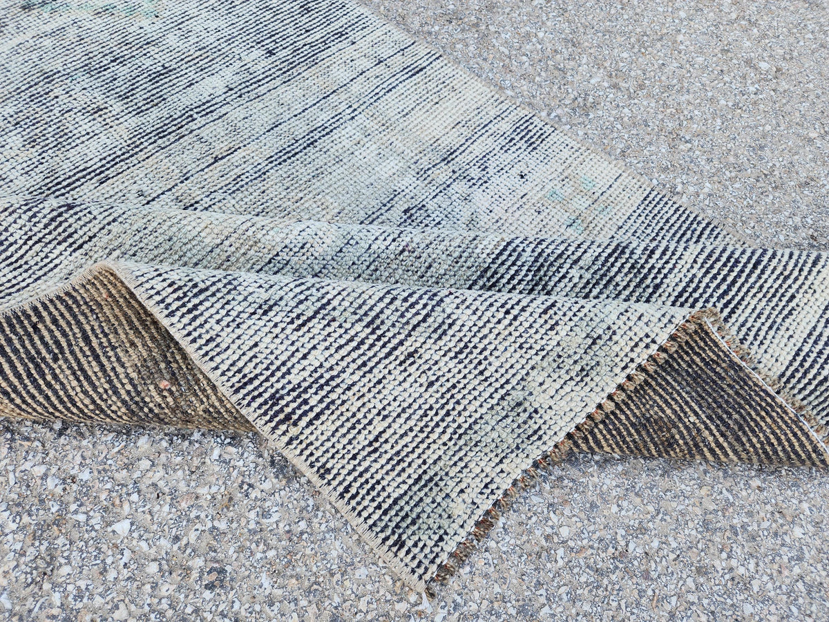 3x11 Vintage Gray Wool Runner Rug: Hand Knotted Hallway Carpet