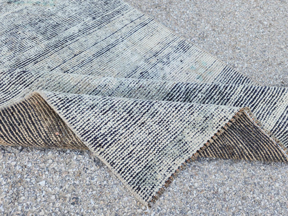 3x11 Vintage Gray Wool Runner Rug: Hand Knotted Hallway Carpet