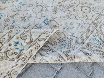 Handwoven Turkish Oushak Rug 4x7: Wool & Cotton Blend