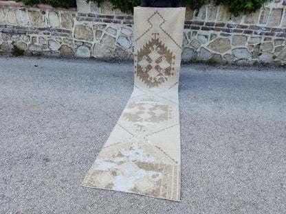Turkish Runner Rug 2x9: Beige Oriental Hallway Bohemian Decor
