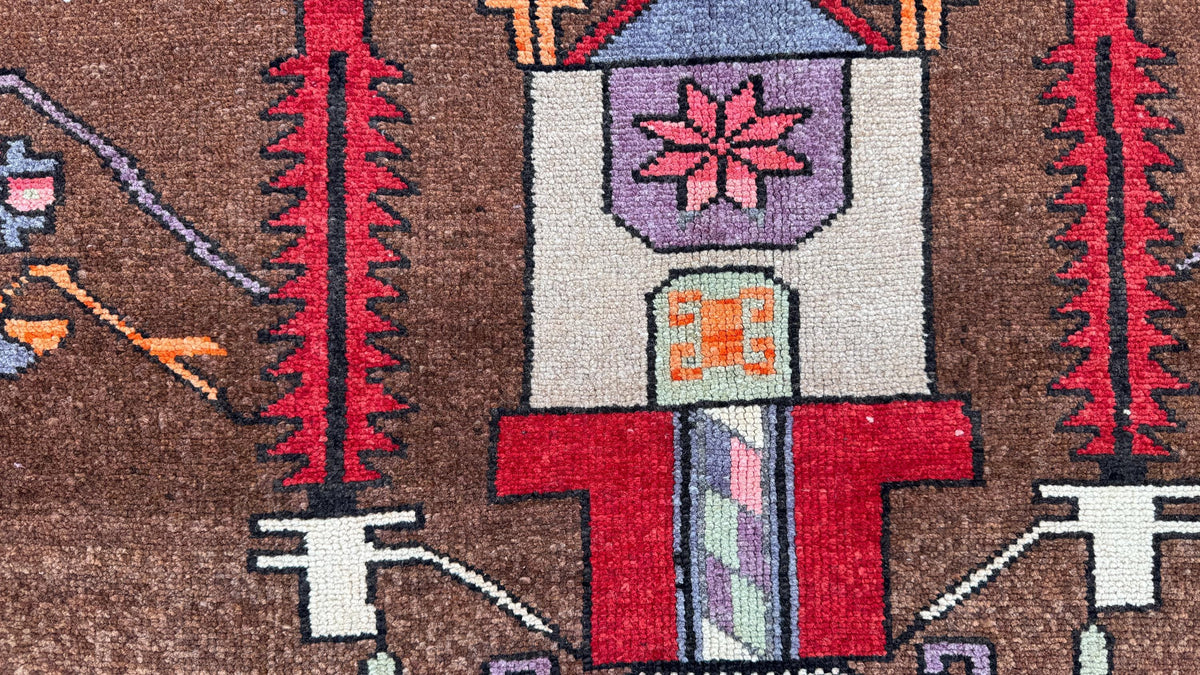 3x10 Kars Rustic Runner Rug, Hand Knotted Up Cycled Wool, Hallway Decor
