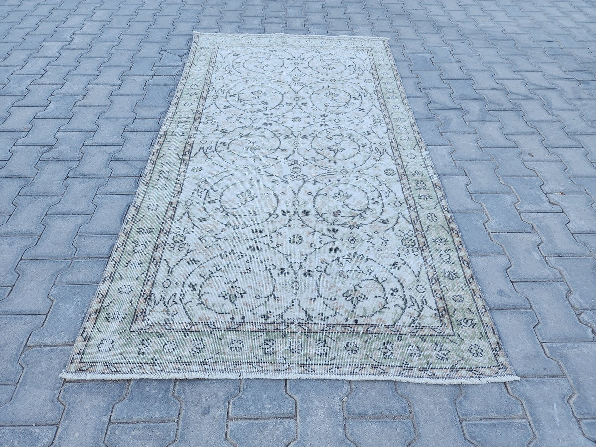 Handwoven Turkish Oushak Rug 4x7: Wool & Cotton Blend