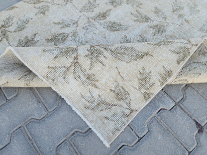 Handwoven Turkish Oushak Rug 3x7: Wool & Cotton Blend