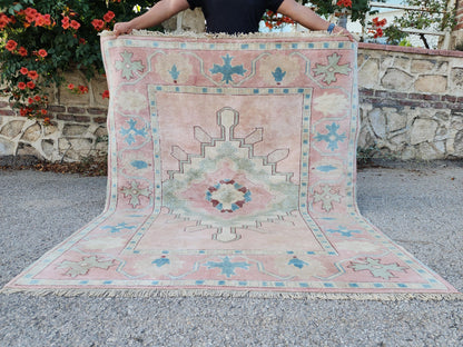 5x6 Anatolian Wool Rug, Turkish Neutral Hand Made Soft Carpet, Living Room Boho Decor