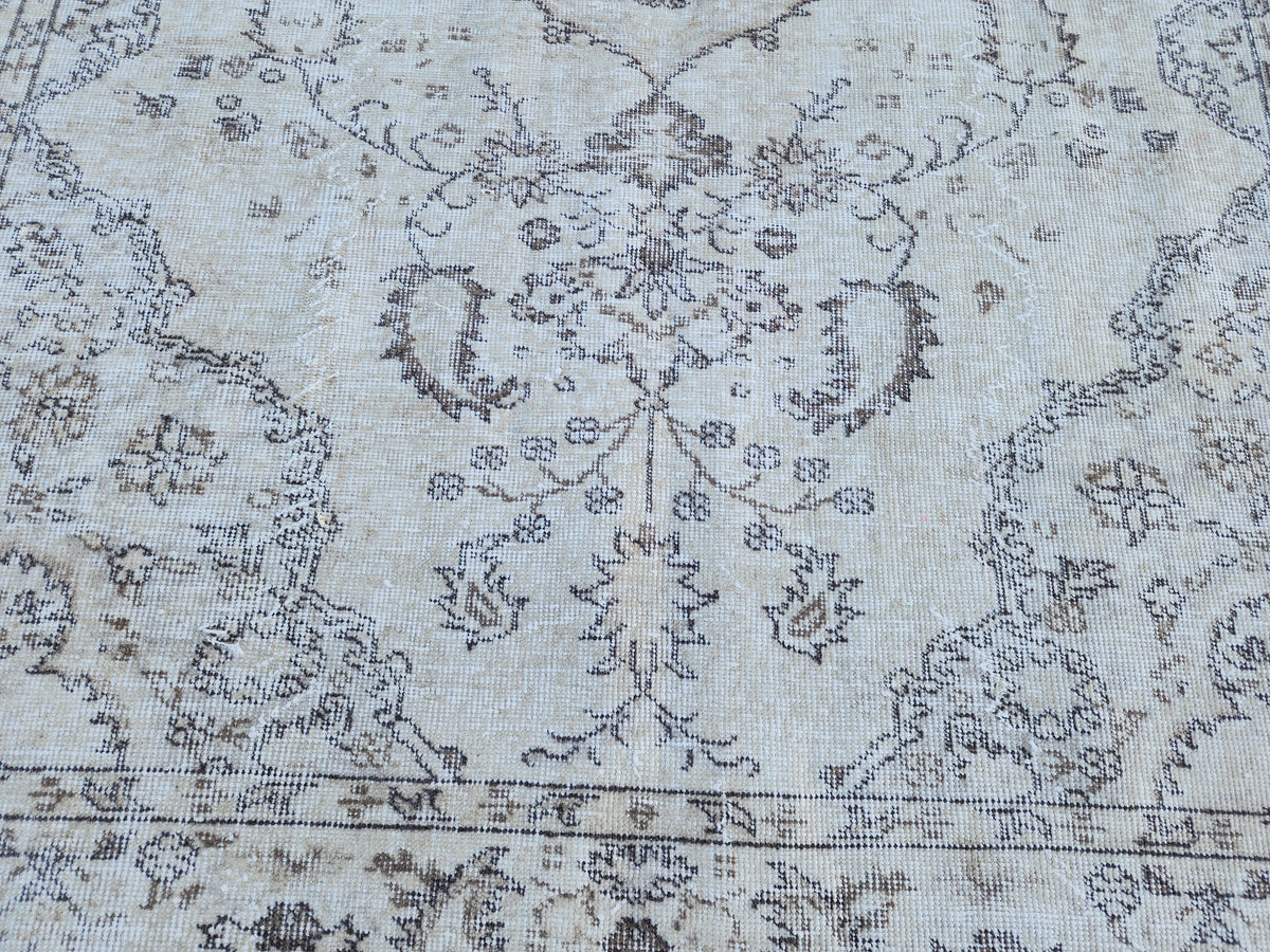 6x9 Oushak Wool Rug: Blue Turkish Vintage Area Rug