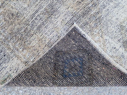 Turkish Wool Runner Rug 3x11: Gray Rustic Farmhouse Decor