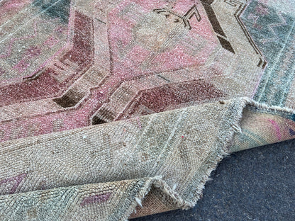 Vintage Turkish Wool Area Rug 4x9: Oriental Entryway Rug