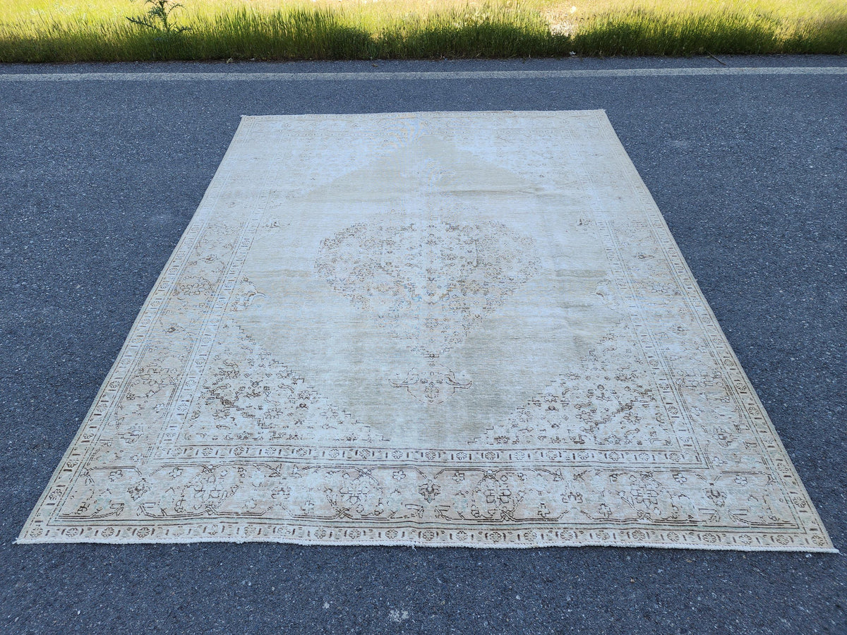 10x12 Muted Neutral Rug, Oversize Carpet For Living Room Decor, Beige Cream and Brown