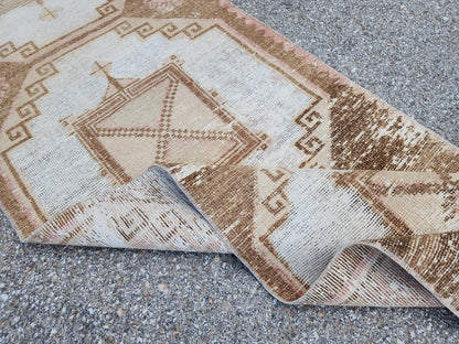 2x11 Turkish Oushak Wool Runner Rug: Bohemian Farmhouse Hallway Decor