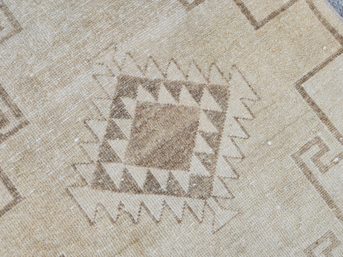 Turkish Neutral Vintage Runner Rug 2.7x12 ft, Carpet For Kitchen Rustic Boho